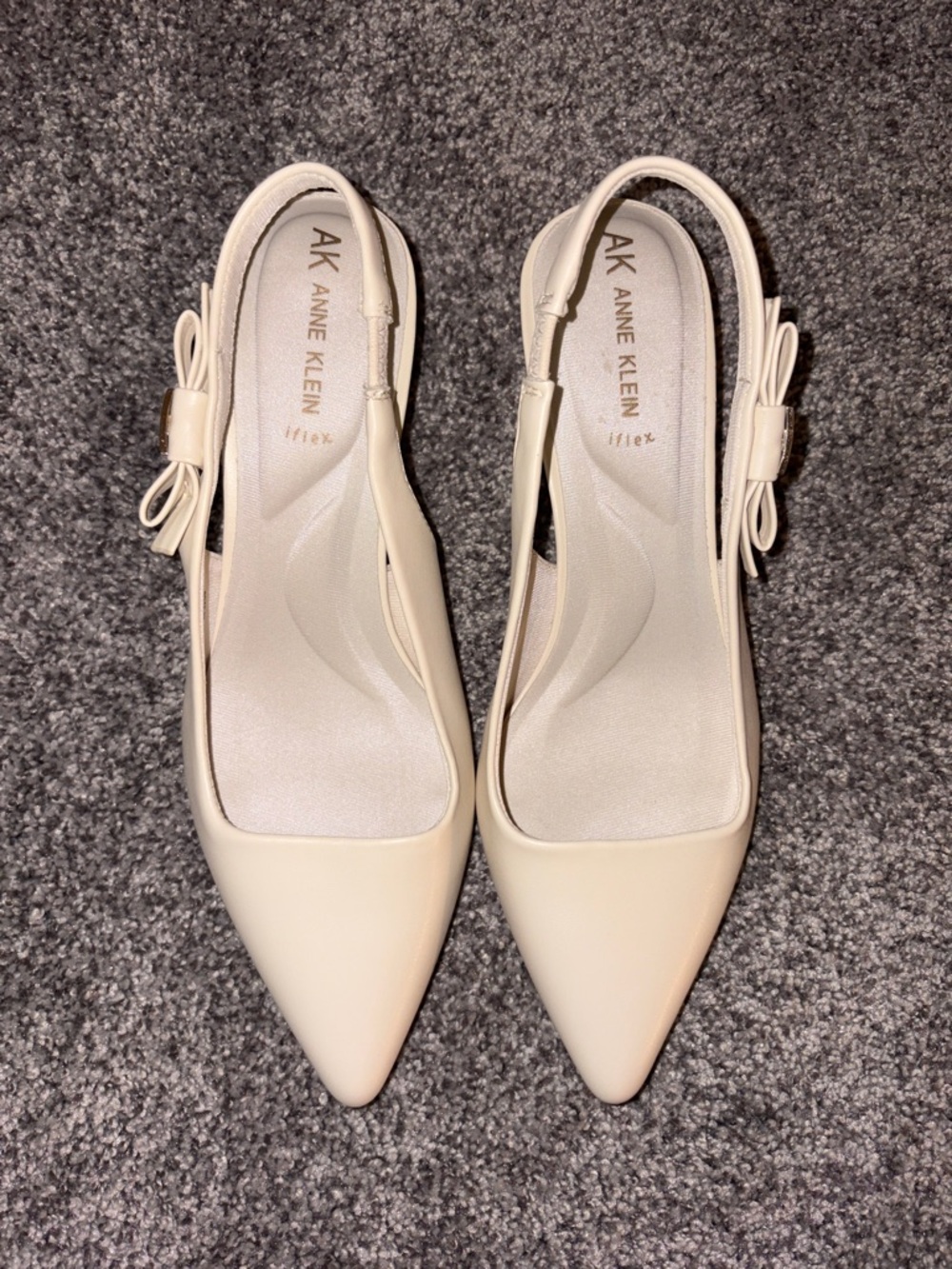Anne Klein Cream Kitten Heals with Heel Bow